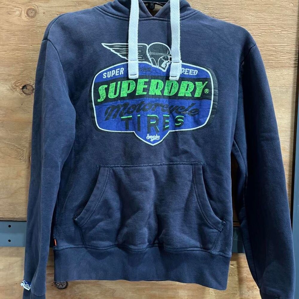 Superdry Men's Navy and Blue Hoodie